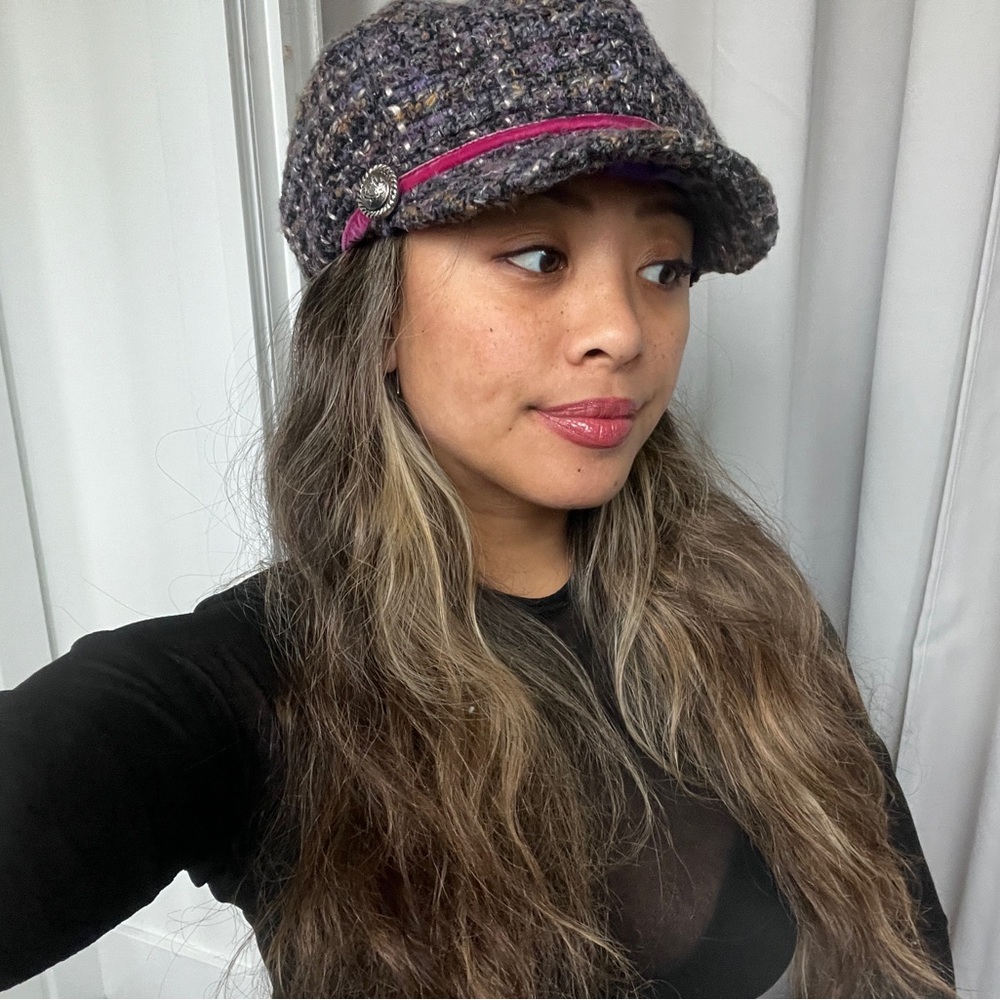 Marks & Spencer Tweed Cap with Pink Detail